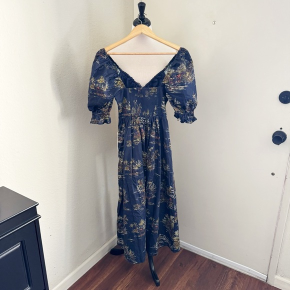 Hill House The Ophelia Nap Dress in Navy Equestrian Toile XS - Picture 8 of 14